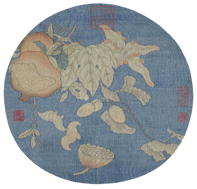 明缂丝桐封秋实团扇